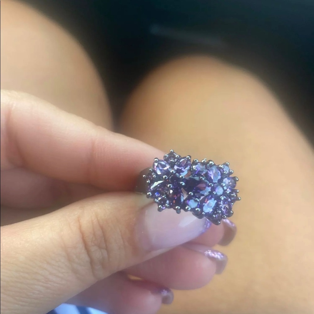 New 18K Black Gold Amethyst Ring - Picture 2 of 8